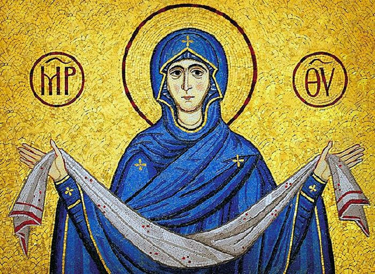 Византийская икона Покрова Пресвятой Богородицы