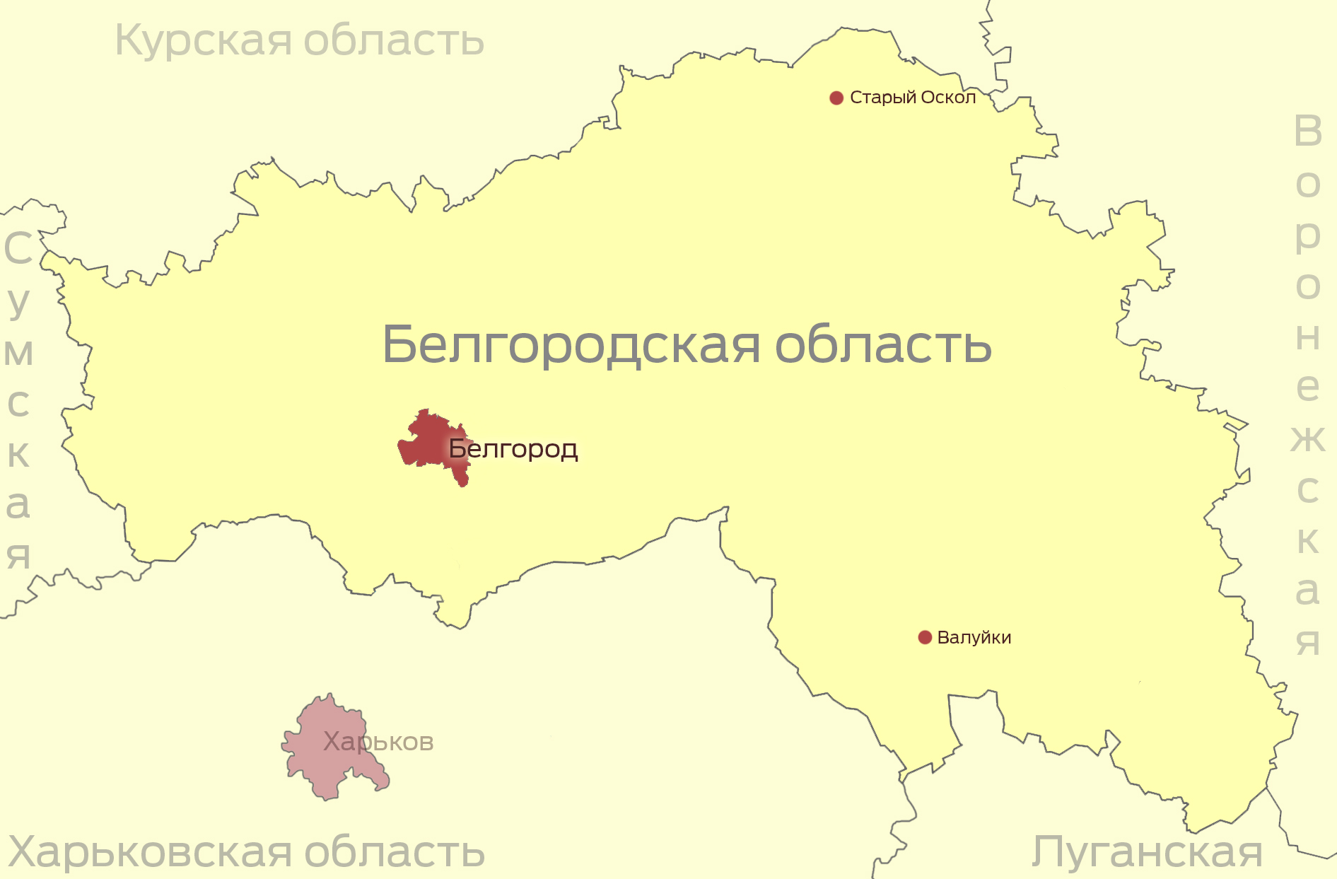 Карта белгородской области граница с украиной на карте с селами и городами подробная с городами