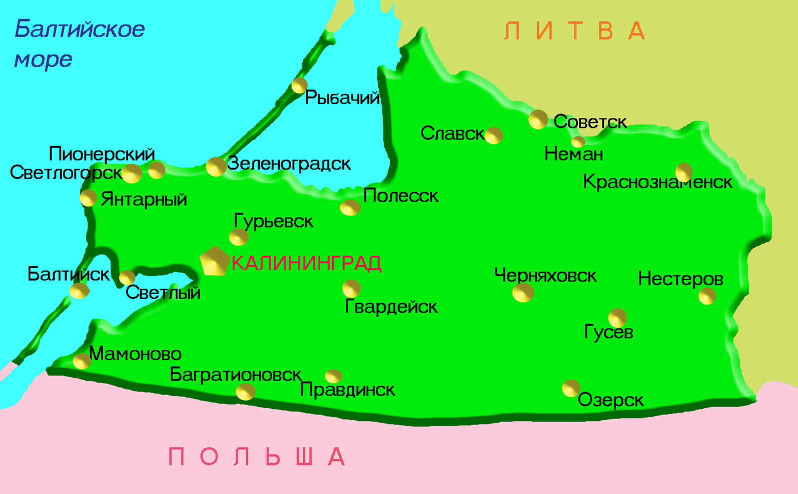 Калининград на карте россии показать фото