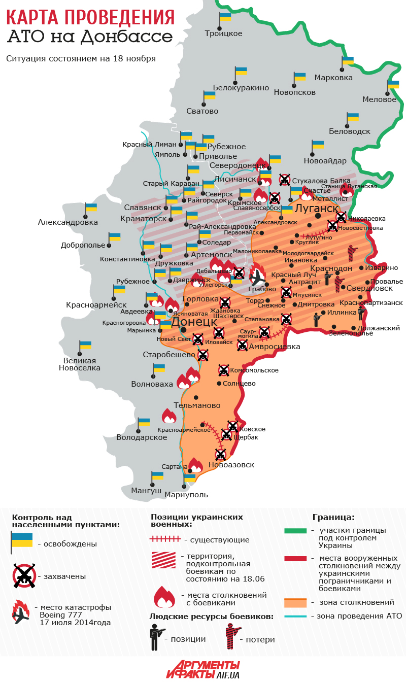 Карта донецкой области и луганской области на сегодня с картой боевых действий