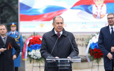 Сергей Лавров на церемонии зажжения Вечного огня в Белграде