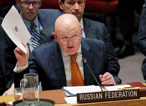 Постоянный представитель России при ООН Василий Небензя выступает в ООН Постоянный представитель России при ООН Василий Небензя