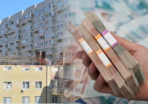 Коллаж: стройка, дом, Краснодар, руки, деньги