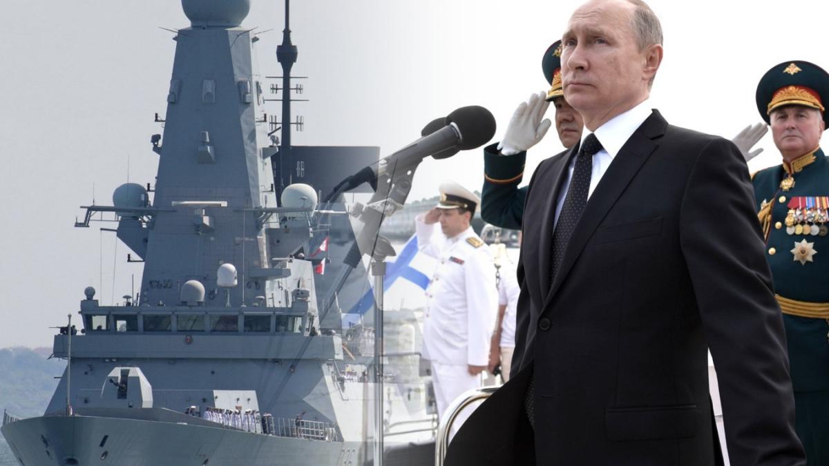 Эсминец ВМС Британии и президент России