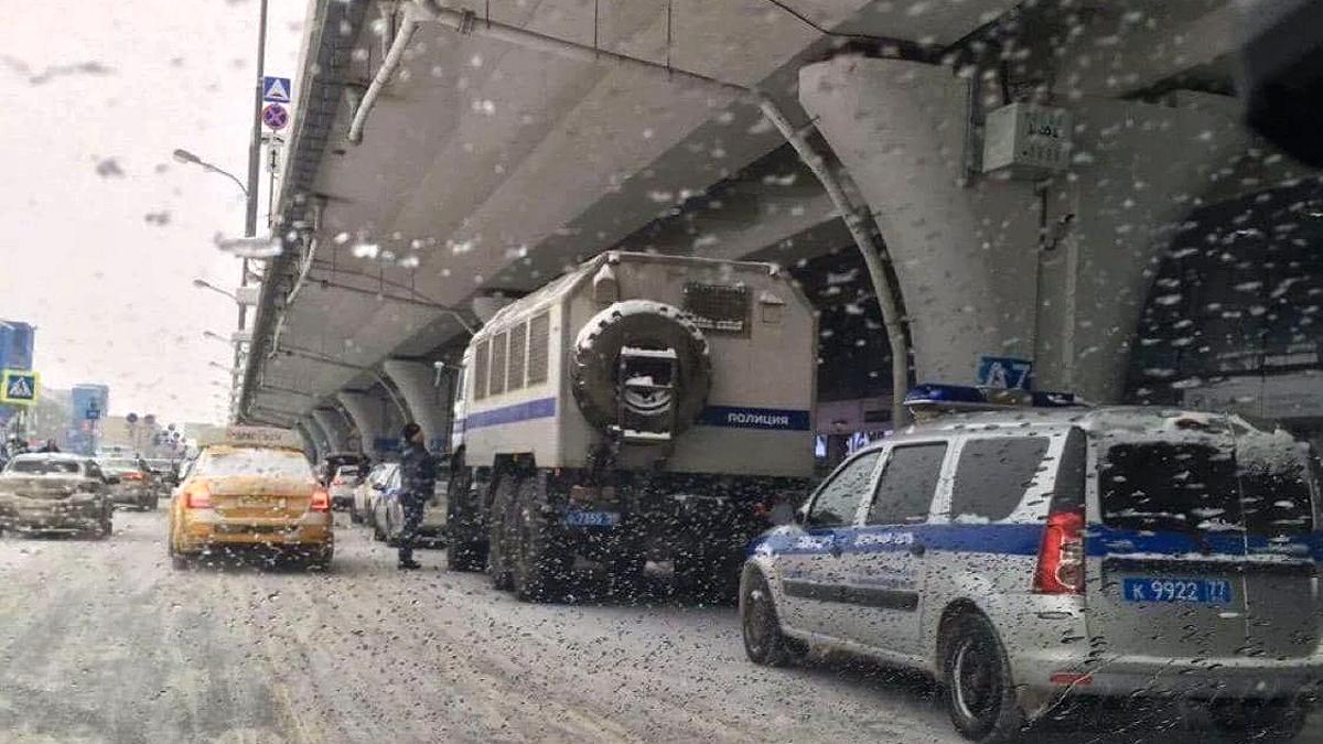 Полицейские машины близ Внуково Полицейские машины