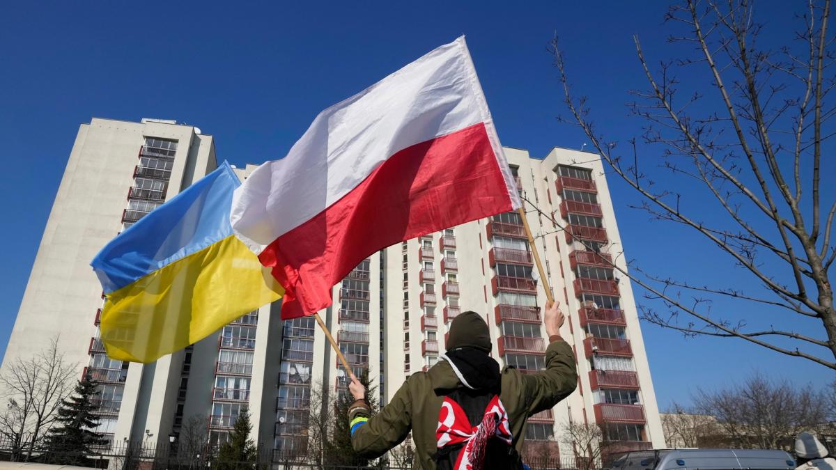 Флаги Польши и Украины