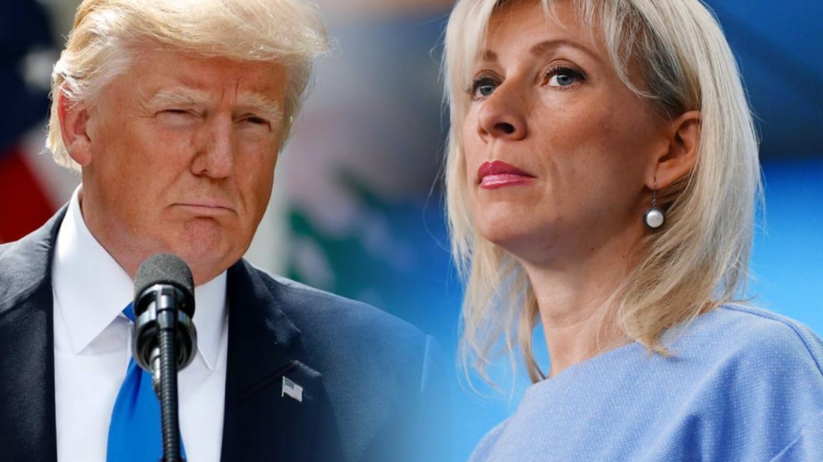 Коллаж: президент Дональд Трамп и дипломат Мария Захарова президент Дональд Трамп и дипломат Мария Захарова