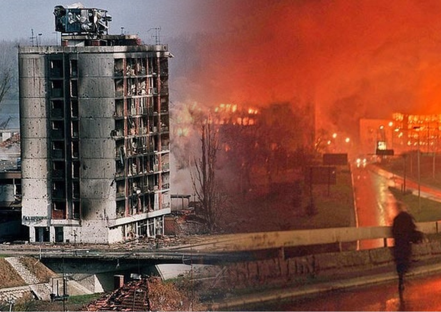 Сербия 1999 год. Бомбёжка Белграда 1999. Горящий Белград 1999.
